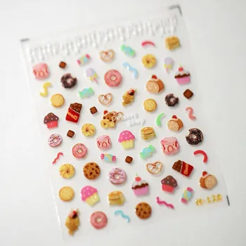 Přípravek na nehty Roztomilé samolepky na nehty dortíky jahoda čokoláda | nálepky, doplňky na nehty - 1 ks M-128