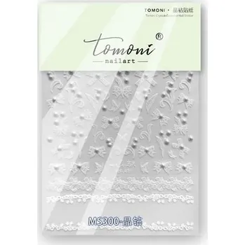 Umělé nehty Bílo černé samolepky s 3D ozdobami na nehty | ozdoby na nehty, dekorace - 1 ks MS-300