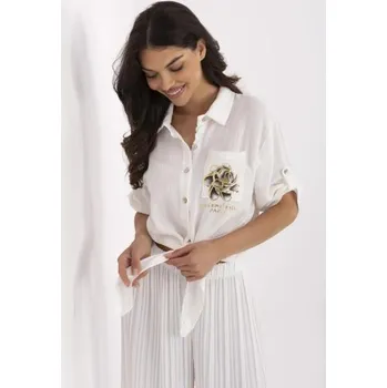 Dámská halenka Ecru mušelínová košile s vázáním