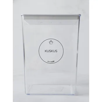 Samolepící etiketa KUSKUS – průhledná samolepka na dózu, základní písmo, 5 cm | DomaLEP
