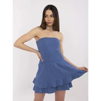 Dámský overall Tmavě modré mušelínové kombinézy s volánky