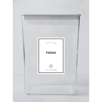 Speciální papír FAZOLE – bílá samolepka na dózu, tučné písmo, 6 × 8 cm | DomaLEP