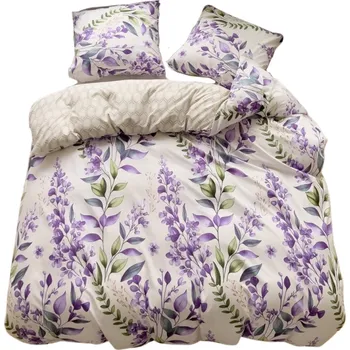 Povlečení GierekHoff LOŽNÍ POVLEČENÍ 140x200 OBOUSTRANNÉ BAVLNA 2DÍLNÁ SADA FIALOVÁ/DUBEN