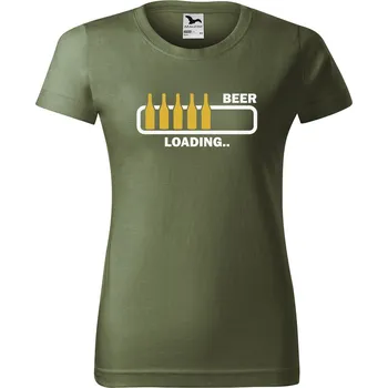 Dámské oblečení DOBRÝ TRIKO Dámské tričko s potiskem Beer loading Barva: Khaki, Velikost: L