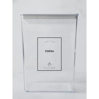 Speciální papír ČOČKA – průhledná samolepka na dózu, tučné písmo, 6 × 8 cm | DomaLEP