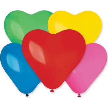Balónek GEMAR Balónek nafukovací srdce pastelové barvy 25cm 5 barev 1ks