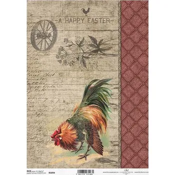 Výtvarný papír ITd. Collection Rýžový papír Kohout na vintage prknech A4