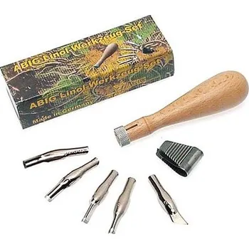 Dláto Sada rydel Abig na linoryt s dřevěnou rukojetí 5 ks v krabičce