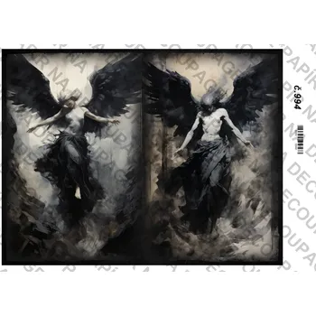 Umělecký papír Rýžový a soft papír na decoupage - Temný anděl- KB0994 Materiál: Soft, Rozměr: A4