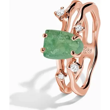 Prsten Royal Fashion prsten 18k zlato Vermeil SKA-R002-ROSEGOLD-GREENAPATITE Velikost: 7 (EU: 54-56)