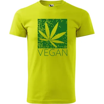 Pánská móda DOBRÝ TRIKO Pánské tričko s potiskem Vegan tráva Velikost: XL, Barva: Limetková