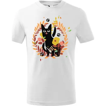 Chlapecké tričko DOBRÝ TRIKO Dětské tričko Kočka v květinách Velikost: 158/12 let, Barva: Bílá