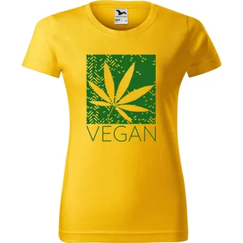 Dámské oblečení DOBRÝ TRIKO Dámské tričko s potiskem Vegan tráva Barva: Žlutá, Velikost: M