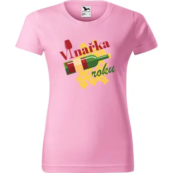 DOBRÝ TRIKO Dámské tričko s potiskem Vinařka roku Barva: Růžová, Velikost: S