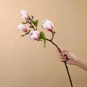 umělá květina Umělá magnolie hedvábná na stůl a do bytu | květinová dekorace - Růžový