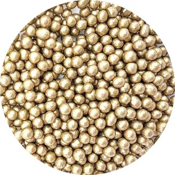 Jedlá dekorace na dort Cukrovo-rýžové perly zlaté 7mm 80g - I LOVE CAKES