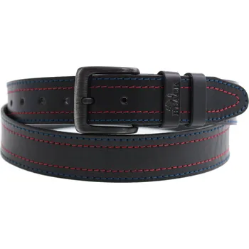 Opasek Pánský kožený opasek Black Hand 003-98 černý + červenomodré štepování Velikost = obvod pasu (cm): 105 cm