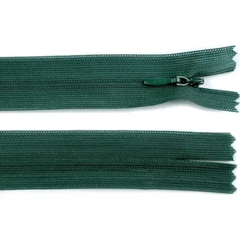 Zip Spirálový zip skrytý No 3 délka 50 cm dederon, malé, 272 zelená piniová