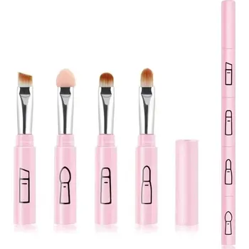 Kosmetický štětec 4v1 cestovní sada kosmetických štětců pro líčení | kosmetické štětce, makeup sada - Růžová sada