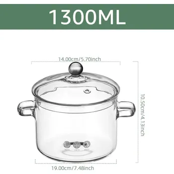 Hrnec Skleněný hrnec na polévku s poklicí pro indukci a plyn | skleněné nádobí 2 ks - 1300 ml