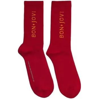 Zahraniční hudba Merch Bon Jovi: Bon Jovi Unisex Terry Socks: Original Logo (red) (uk Size 7 - 11) 42 - 47