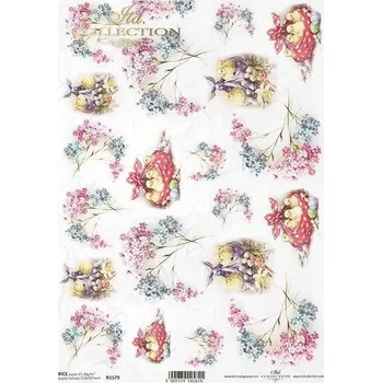 Umělecký papír Itd. Collection Rýžový papír Kuřátka v šátku A4