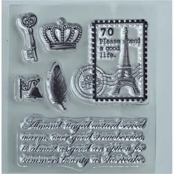 Poštovní známka Gelová razítka Poštovní známka s Eiffelovkou a písmo 6ks