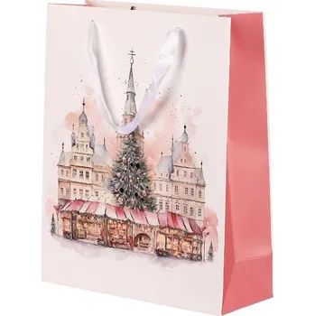 Dárková taška Taška papírová dárková Růžové trhy 24x18 cm