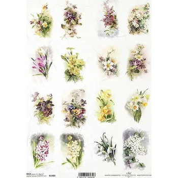 Umělecký papír Itd. Collection Rýžový papír Svazečky jarních kytiček A4