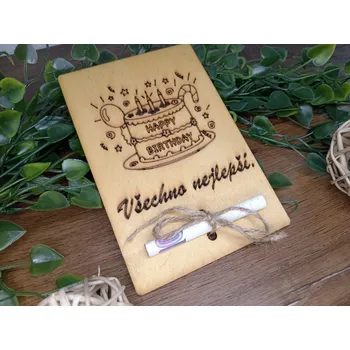 Dekohra.eu Dřevěná obálka - Retro vtipné přání k narozeninám