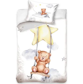 Povlečení Carbotex Medvídek houpačka na hvězdě 100 x 135, 40 x 60 cm zipový uzávěr 