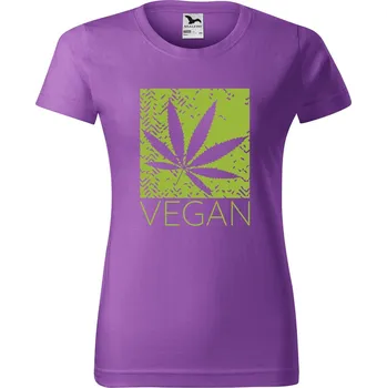 Dámské tričko DOBRÝ TRIKO Dámské tričko s potiskem Vegan tráva Barva: Fialová, Velikost: XS