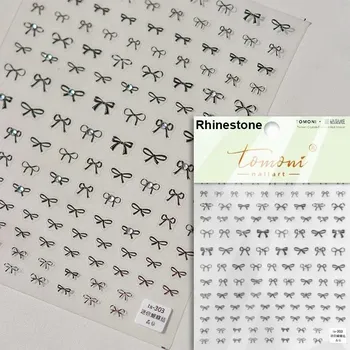 Bílo černé samolepky s 3D ozdobami na nehty | ozdoby na nehty, dekorace - TA303