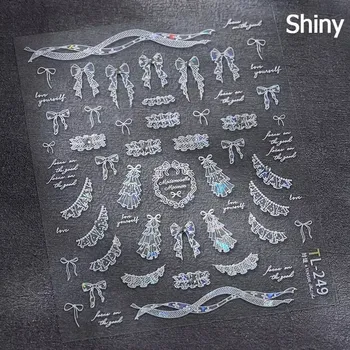 Bílo černé samolepky s 3D ozdobami na nehty | ozdoby na nehty, dekorace - TL249