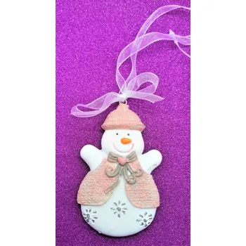 Vánoce Sněhuláček z polyresinu na zavěšení 8 cm x 5 cm