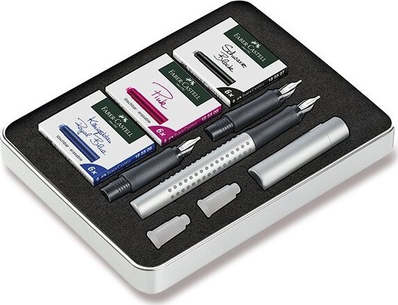Faber Castell Plnicí pero kaligrafické stříbrná sada Grip