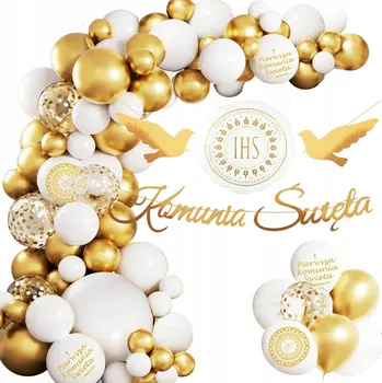 Balónek BALÓNKY K PRVNÍMU SVATÉMU PŘIJÍMÁNÍ BALÓNKOVÁ GIRLANDA A SVATÉ PŘIJÍMÁNÍ banner dekorace ZLATÉ