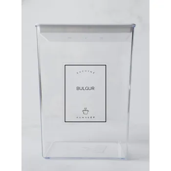 Speciální papír BULGUR – průhledná samolepka na dózu, základní písmo, 6 × 8 cm | DomaLEP