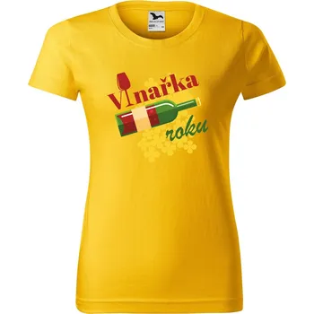 Dámské tričko DOBRÝ TRIKO Dámské tričko s potiskem Vinařka roku Barva: Žlutá, Velikost: L