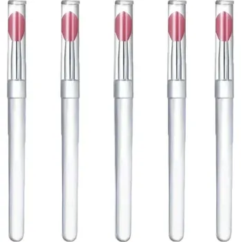 Kosmetický štětec Přenosný silikonový štětec na rtěnku s krytem | štětec na rty, kosmetický štětec - 5ks-mix