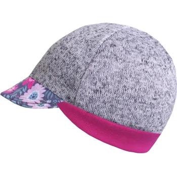 Čepice unuo Svetrovinová čepice s kšiltem Velikost: XS (42 - 44 cm), Vzor: Melír sv. šedá, Květinky