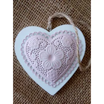 Svatební dekorace Dřevěné srdce vzor květina