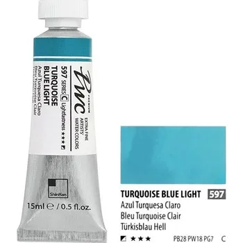 Speciální výtvarná barva ShinHan Akvarelová barva PWC 15 ml Turquoise Blue Light 597