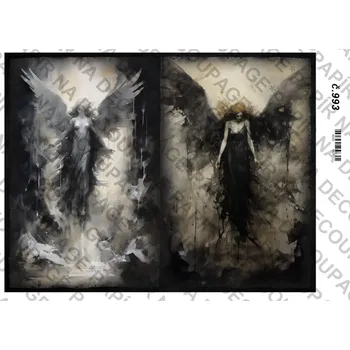Výtvarný papír Rýžový a soft papír na decoupage - Temný anděl- KB0993 Materiál: Rýžový papír, Rozměr: A4