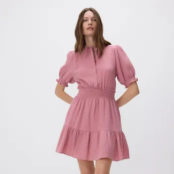 Dámské šaty Reserved - Midi šaty s překládaným výstřihem - pastelově růžová - 5133V-03X - 5133V-03X-XXL