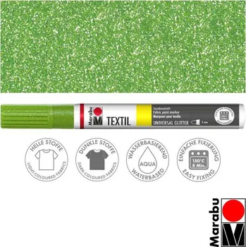 Popisovač na textil zelený glitrový 3 mm Marabu