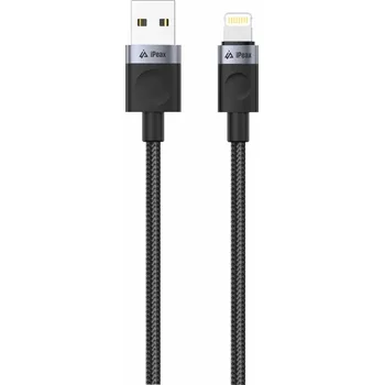 Datový kabel iPEAX Textilní kabel USB-A / lightning 1,5 m, USB 2.0, černý