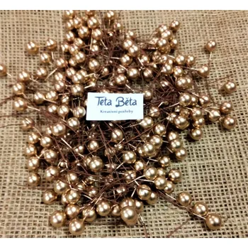 Vánoční dekorace Kuličky zlaté na drátku 1,5 cm matné