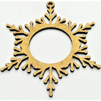 Vánoční dekorace Výřez z HDF vločka s kruhem průměr 8 cm na zavěšení Daily ART