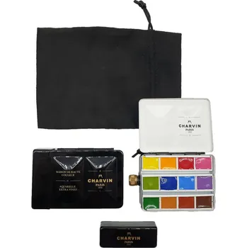 Vodová barva Charvin Paris Akvarelové barvy Extra Fine Noir box sada 12 ks